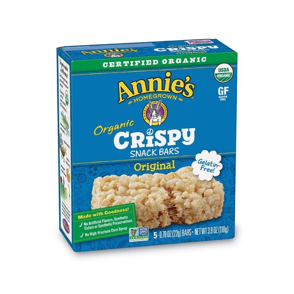 Annie's Organic Original Crispy Snack Bars, Gluten Free, 3.9 oz, Kids Snacks, Back to School Snacks, 5 ct.