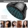 Segbeauty Universal Collapsible Hair Diffuser, Travel Foldable Adjustable Salon Fast Drying Blow Dryer Diffuser Attachment Portable for Thick Wavy Curly Hair Fit Most Blower 1.5"-3.22" Nozzle Black