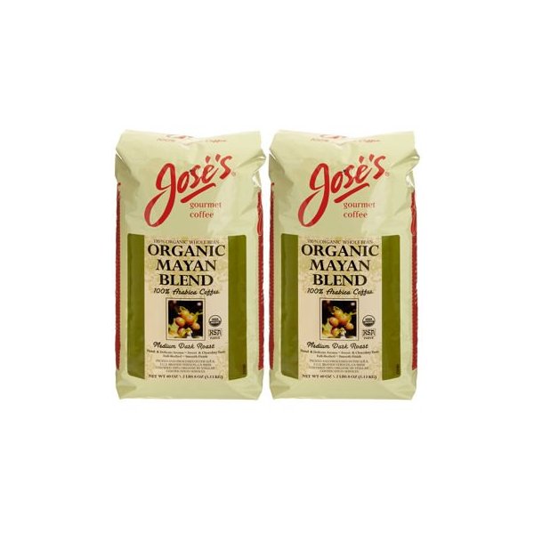 Jose’s 100% Organic Mayan Whole Bean Coffee 2.5 lb. Bag 2-pack