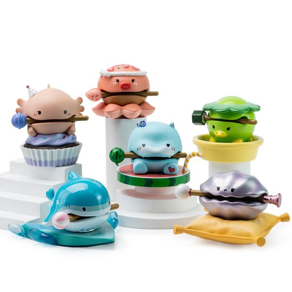BEEMAI Lucky Wooden Fish Series 3PCs (Set of 3 No Repeat) Blind Box Random Design Cute Figures Collectible Toys Birthday Gifts