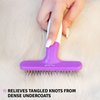 POODLIE Poodle Pet Dog Grooming Rake| Dematting Tool with Stainless Steel Shedding Comb for Pets | 2 Rows of Pins Gently Remove Loose or Tangled Hair from Undercoat | Purple Handle