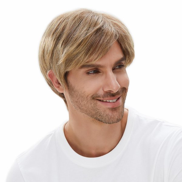 STfantasy Men Short Ombre Brown Mens Wigs Straight Layered Wavy Mens Wig for MaleHalloween Cosplay Anime Party 12inch