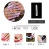 MISUD Press on Nails Extra Long Square Fake Nails Glossy Glue on Nails Pink French Tip Acrylic Nails Squoval Artificial Nails Rhinestone Stick on False Nails with Flower Design 24 pcs