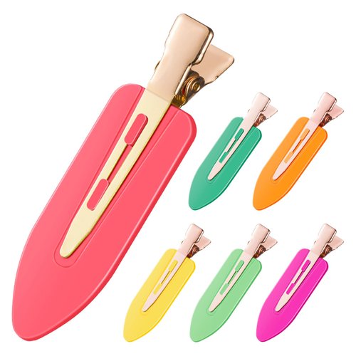 Medoca 6 Pcs No Crease Hair Clips - Creaseless No bend Hair Clip for Styling- Makeup Hair Clips for Women and Girls - Flat Hair Clips for Bangs Hair styling Salon Skincare Clips - Colorful
