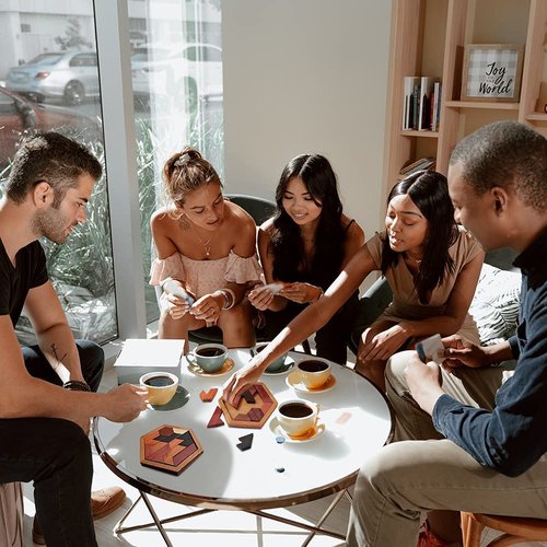 Kingzhuo Hexagon Tangram Puzzle Wooden Puzzle for Children and Adults Challenging Puzzles Wooden Brain Teasers Puzzle for Adults Puzzles Games Family Portable Puzzles Brain Games Tangrams for Adults