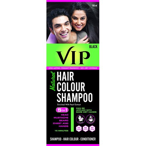 VIP 5 in 1 Hair Colour Shampoo base Hair Color 180 ml Black Hair Colour
