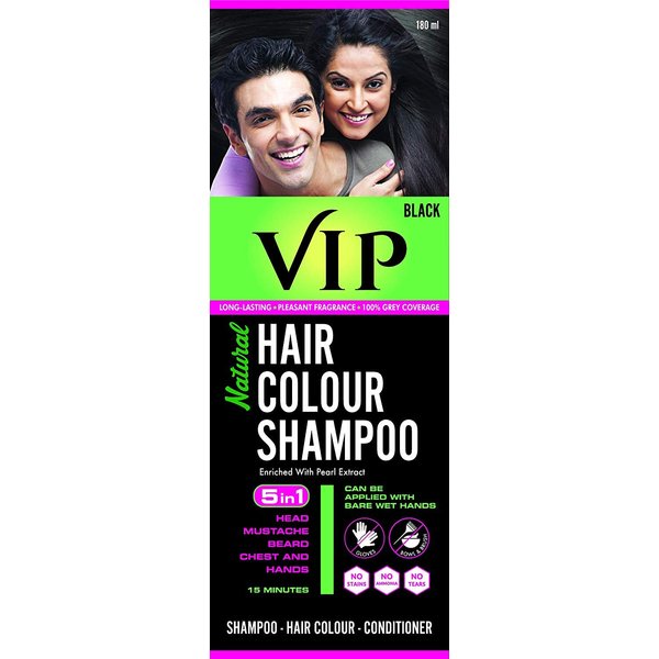 VIP 5 in 1 Hair Colour Shampoo base Hair Color 180 ml Black Hair Colour