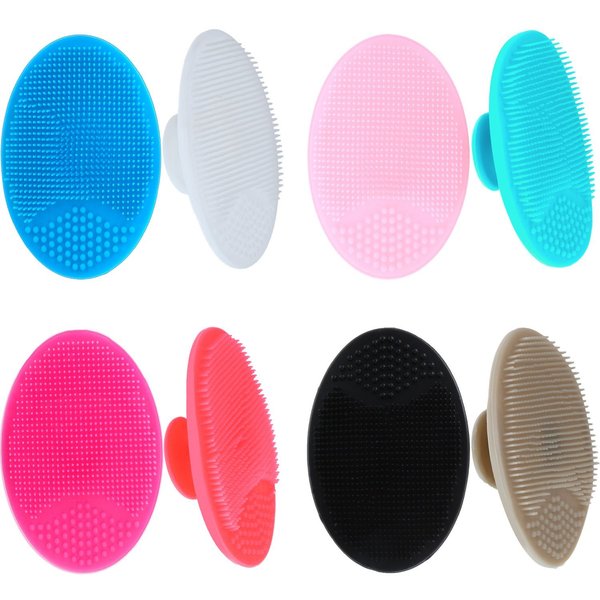 Tatuo 8 Pcs Silicone Rubber Face Scrubber Exfoliator Face Cleaning Pad Blackhead Scrubber for Daily Facial Cleaning, 8 Colors