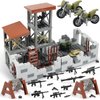 Finger Rock Military Base Building Block Set, WW2 Army Mini War Accessories Kits, Military Ruins Guard Tower Guns Army Supplies Block Toy for Kids 8 10 12 14