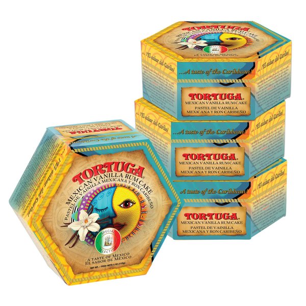 TORTUGA Caribbean Mexican Vanilla Rum Cake - 4 oz Caribbean Rum Cake - 4 Pack - The Perfect Premium Gourmet Gift for Stocking Stuffers, Gift Baskets, and Christmas Gifts - Great Snack Cakes for Delivery