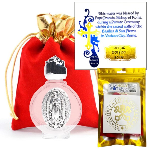 Holy Water Pope Francis Vial ✞ Pope Blessed Portable Bottle ✞ The Only Authentic Certified Holy Water Font Online ✞ Vatican Direct Baptism Wedding Christian Catholic God Jesus Religious (Silver)