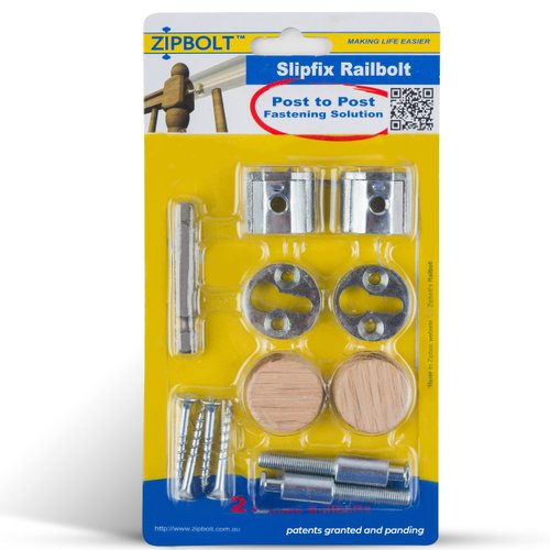 Zipbolt 13.810 Slipfix Railbolt — Staircase Handrail Post to Post Fastening Solution, Durable, Fast, and Easy Residential and Commercial Installation, New Construction and Remodels — 1 Double Pack