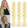 BALINGHAIR Braiding Hair Extensions Beige Kanekalon Braids Hair Hot Water Setting (613#-3Packs)