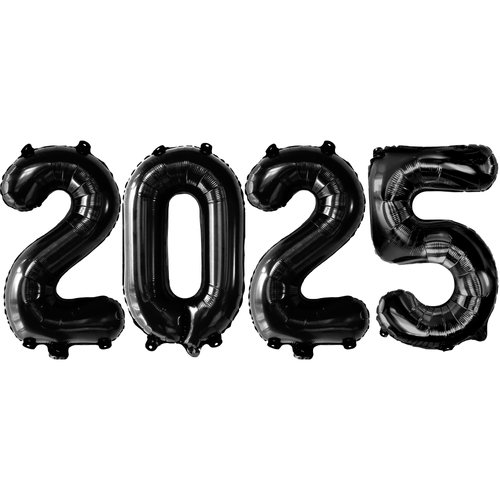 KatchOn, 16 Inch 2025 Black Balloons - New Years Eve Party Supplies 2025 | 2025 Balloons Black for Happy New Year Decorations 2025 | New Years 2025 Black Balloons for Senior Night Decorations 2025