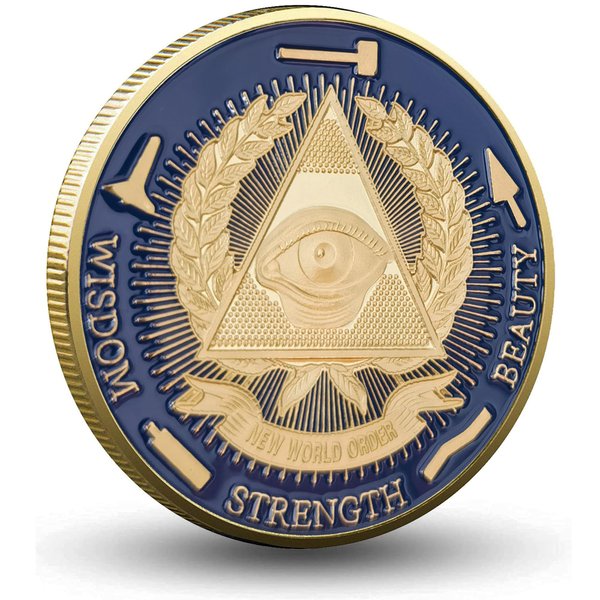 Masonic Coins Gold Plated Freemason Challenge Coin with Clear Case