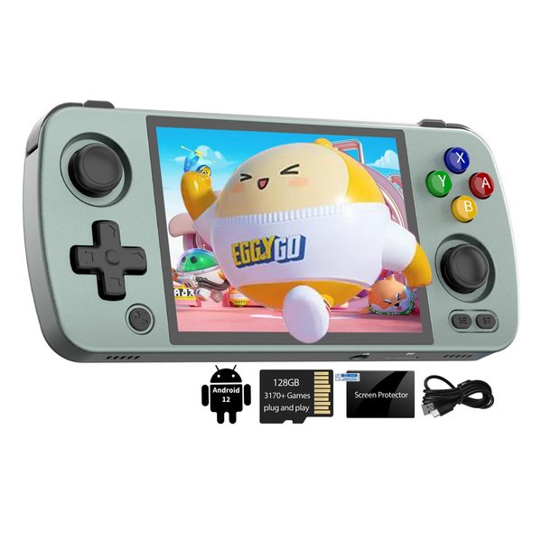 RG405M Retro Game Player Android 12 Handheld Game Console 4’’ IPS Touch Screen Resolution 640*480 Built-in Hall Joystick 128G TF Card with 3170+ Retro Games 64-bit Classic Game Console
