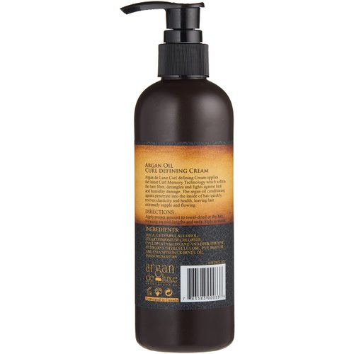 Argan deluxe 100% Pure Organic Moroccan Argan Oil Curl Defining Cream Restores Shine and Softness for all Curl Types. Formulated to hold Curls Pattern 8 oz.