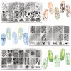 Biutee Nail Stamping Plate Kit 2 Nail Stamper 13 Nail Art Stamp Plate Set 2 Scraper Nail Stamping Kit Template Image Plate Stencils Tool for Manicure Lace Design Holiday