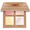 Highlighter Palette Highlighter Makeup Iluminador - Glow Bronzer Powder Makeup Highlighter Kit With Mirror - 4 Highly Pigmented Face Highlighter Shimmer Colors - Vegan, Cruelty Free & Hypoallergenic