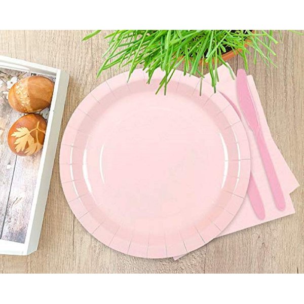 Pink Party Supplies Kit - Paper Plates, Napkins, Cutlery & Cups ~ 112 Pieces