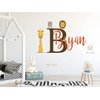 Custom Name Jungle Animal Wall Decal - Baby Custom Name Wall Decal - Animal Name Wall Sticker - Custom Animal Wall Art Decal - Wall Decal for Nursery Decoration (Wide 50"x21" Height)