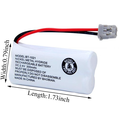 BAOBIAN BT-1021 BBTG0798001 Rechargeable Battery Replacement Compatible with Uniden Cordless Handset Telephones Model BT1021 BT-1008 BT-1016 2.4V Ni-MH 2 Pack