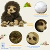 YOHAKI Sloth Plush Animal, 11.02" Cute Stuffed Sloth with 3 Baby Sloths, Easter Stuffed Sloth Animal, Washable Plush Toys, Cute Three Toed Sloth Birthday Gifts for Kids Boys and Girls, Brown