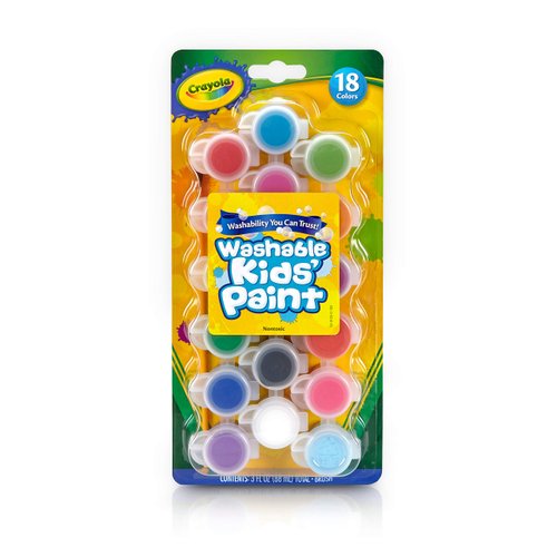 Crayola Washable Kids Paint Set & Paintbrush, Painting Supplies, 18 Count