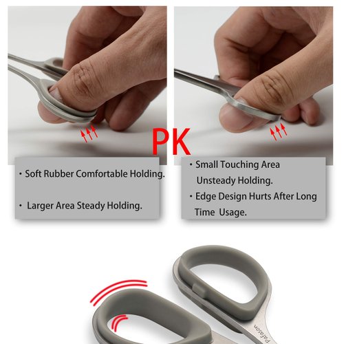 PAFASON Stainless Steel Mustache Beard Facial Nose Hair Trimming Scissor Set with Safety Cover and Leather Pouch Grey