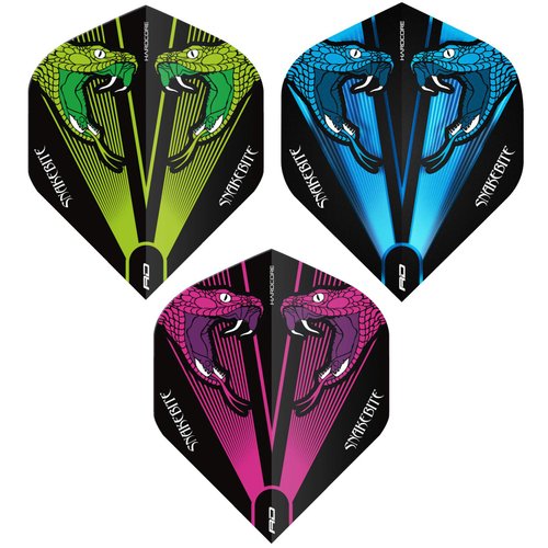 RED DRAGON Peter Wright Snakebite Translucent Flight Pack - 3 Sets Per Pack (9 Dart Flights in Total)