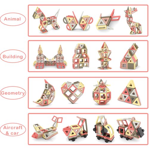 AOMIKS 151 PCS Set Magnetic Building Blocks Tiles for Kids Learning & Educational STEM Mini Building Toys for Girls and Boys Ages 3 4 5 6 7 8 Years Old 3D Magnetic Tiles