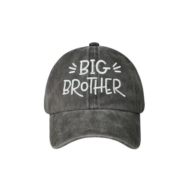 Hepandy Toddler Boys' Embroidered Big Brother Baseball Hat, Gift for New Brother, Washed Black Cap Embroidery Adjustable Hats for Kids Child