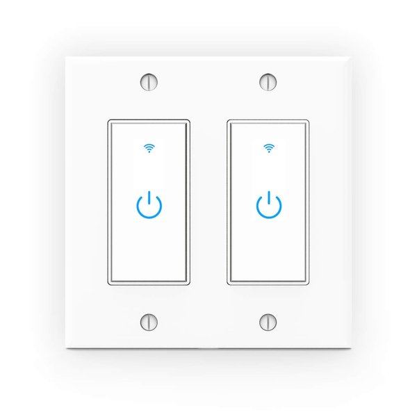 WiFi Light Switch Smart Switch 2 Gang Touch Wall Switch - Compatible with Alexa Google Assistant