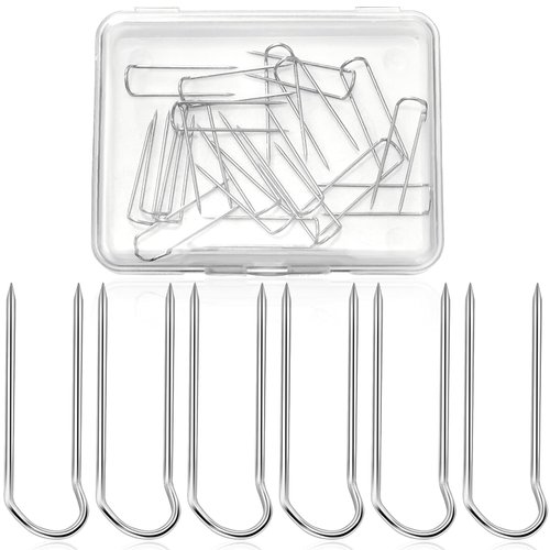 50 Pieces Sewing U-pins Fork Pins Needlecrafts Pins Double Blocking Pins Stainless Steel Sewing Pins Multipurpose Straight Pins for Sewing Jewelry Display Home Decor (Silver,0.9 Inch Long)