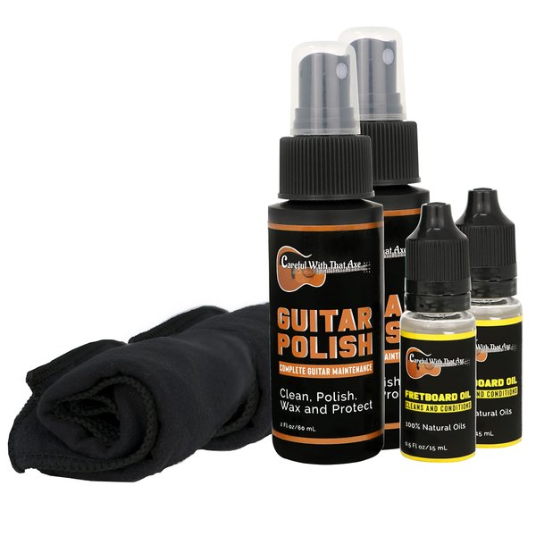 Guitar Cleaning, Polish and Oil Care Kit 2-Pack - Guitar Oil and Cleaner for Body and Fretboard Fingerboard - Cleans, Polishes, and Protects