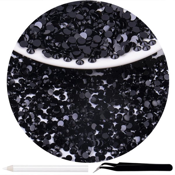 RODAKY 3000Pcs Resin Rhinestones，4MM Black Round Flatback Jelly Rhinestones for Crafts DIY Crystal Gems Shiny Diamond for Nails Design Rhinestones Bulk Tumblers Face Makeup Clothes Shoes