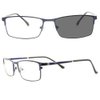 mincl Transition Sunglasses Men's Sun Photochromic Lens Metal Full Frame Reading Glasses (Blue, 2.5)