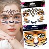 Tiger and Leopard Glitter Face Stickers Set-2Pcs Eye Body Face Tattoo Stickers for Kids Adult Party Makeup Self Adhesive Fake Tattoo Sticker Birthday Cospay Festival Party Supplies (tiger&Leopard)