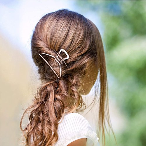 HH&LL Hair Clips, Metal Hair Claw Barrette Clamp Jaw for Women (2, Gold+ Rose Golden)