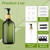 VITVITI Shampoo and Conditioner Dispenser, Body Wash Shower Soap Dispenser Wall Mounted 3 Chamber, Drill Free 17oz Plastic Shower Bottles for Bathroom, Dark Green 3 Sets