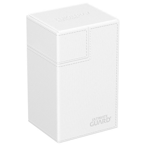Ultimate Guard Flip 'n' Tray 80+, Deck Case for 80 Double-Sleeved TCG Cards + Dice Tray, White, Independent Magnetic Closure & Microfiber Inner Lining