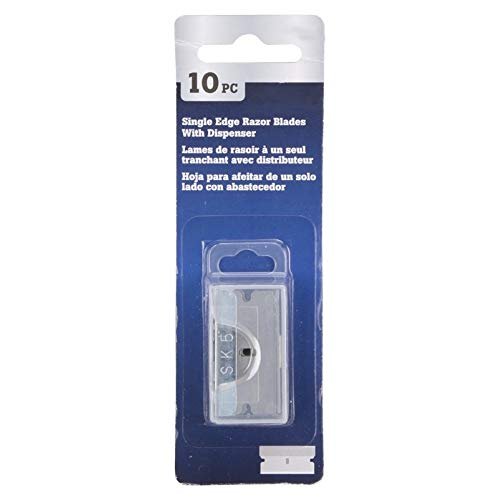 Edward Tools Utility Razor Blades 10 Pack with Dispenser - SK5 Alloy Steel Single Edge Razor Blade Refills for Standard Box Cutter and other Razor Blade Knives - Precison Blades