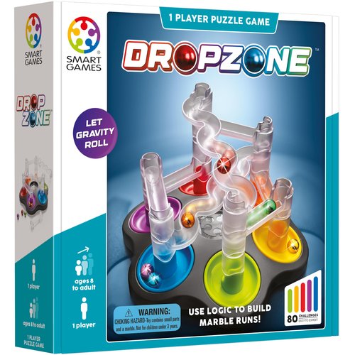 SmartGames Drop Zone Marble Run Logic Game with 80 Challenges for Ages 8 - Adult
