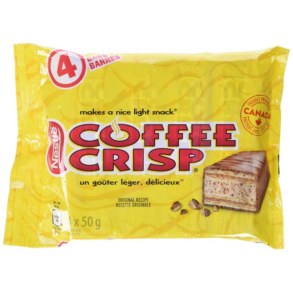 Canada Candy Coffee Crisp Chocolate Bar 4 x 50gram Bars. Imported from Canada. (Basic)