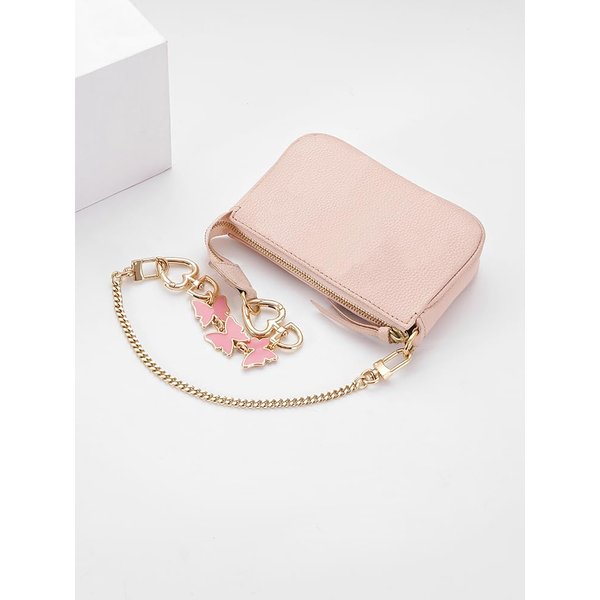 AUMEY Purse Strap Extenders Bag Extender Chain Handbags Exquisite Extension Chains Silver Chain Gold Chain Bear, Butterfly, Pink Heart, Letter B for Decoration Bag Purse Making Supplies (Gold+Pink)