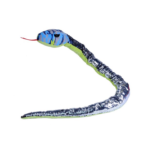 Wild Republic Sequin Snake Plush, Stuffed Animal, Plush Toy, Gifts for Kids, Blue Camo, 54"
