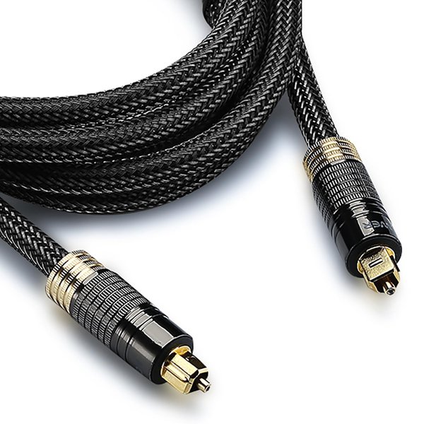 FosPower 24K Gold Plated Toslink Digital Optical Audio Cable (S/PDIF) - [Zero RFI & EMI Interference] Metal Connectors & Ultra Durable Nylon Braided Jacket (3ft)