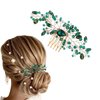 Emerald Green Crystal Hair Comb Bridal Gold Wedding Hair Accessories for Women Girls (One Size, Gold,Emeralds)