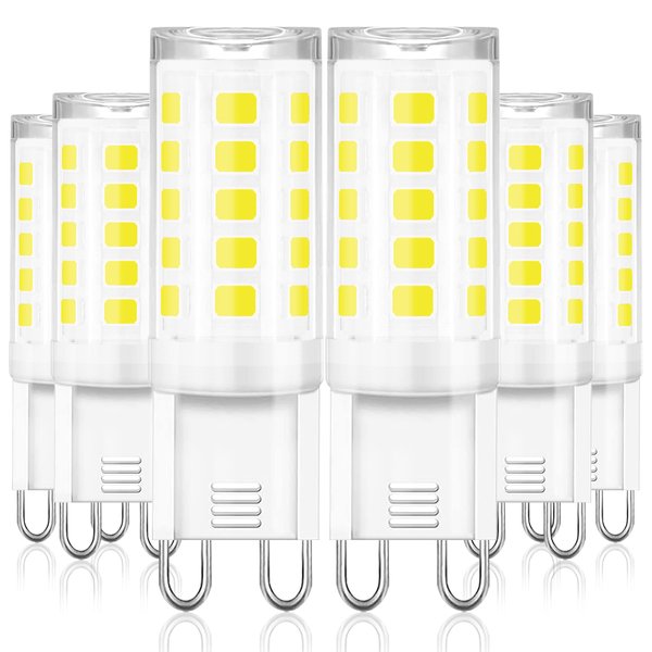 winshine G9 LED Bulb T4 Chandelier Light Bulbs 5000K Daylight, 4W (40W Halogen Replacement) G9 Bi Pin Ceramic Base, 120V AC 360°Beam Angle for, Barthroom Lamp, Crystal Wall Lamp Not-Dimmable 6 Pack