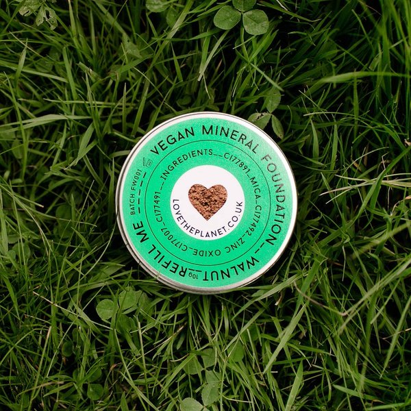 Love the Planet Vegan Mineral Foundation Shade Walnut in Refillable Tin